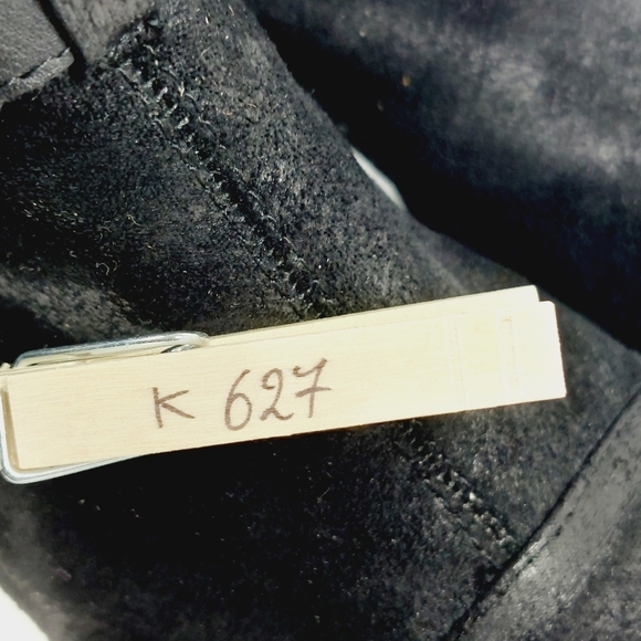 Crown Vintage Black Faux Suede Zip Up Block High Heel Ankle Booties K627 - Picture 13 of 13